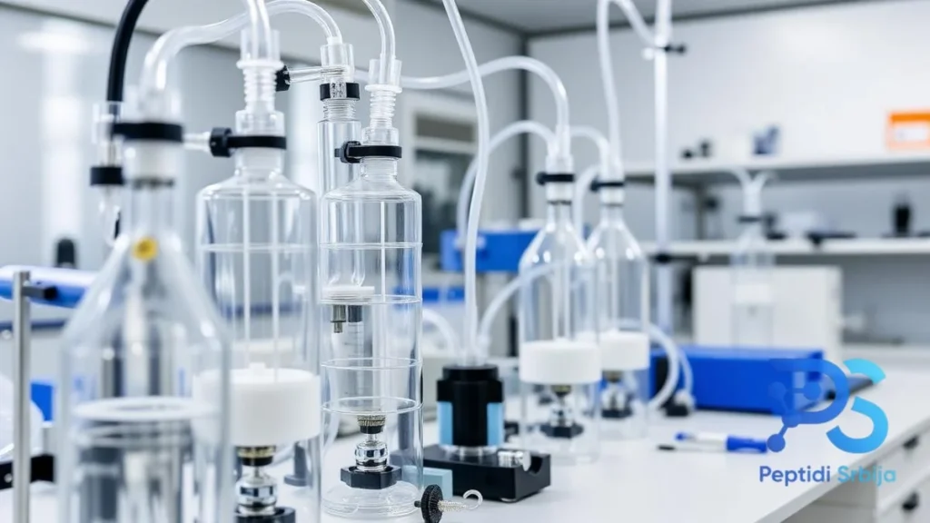 Oprema za sintezu peptida u čvrstoj fazi (SPPS) u modernoj laboratoriji — Semaglutide Srbija